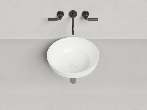 Раковина из искусственного камня Salini MAREA 1802203M 42х42 полувстраиваемая цвет белый без отверстий под смеситель - фото 5